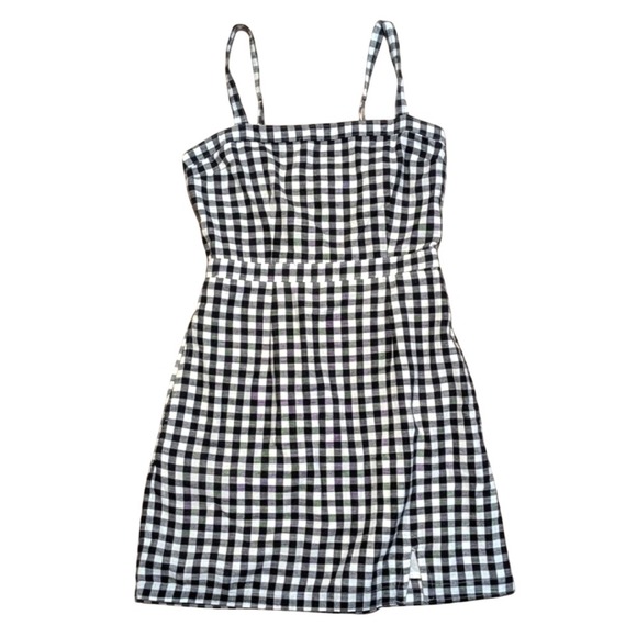 Abercrombie & Fitch Dress M Medium Black White Checkered Gingham Plaid Sundress - Picture 1 of 5